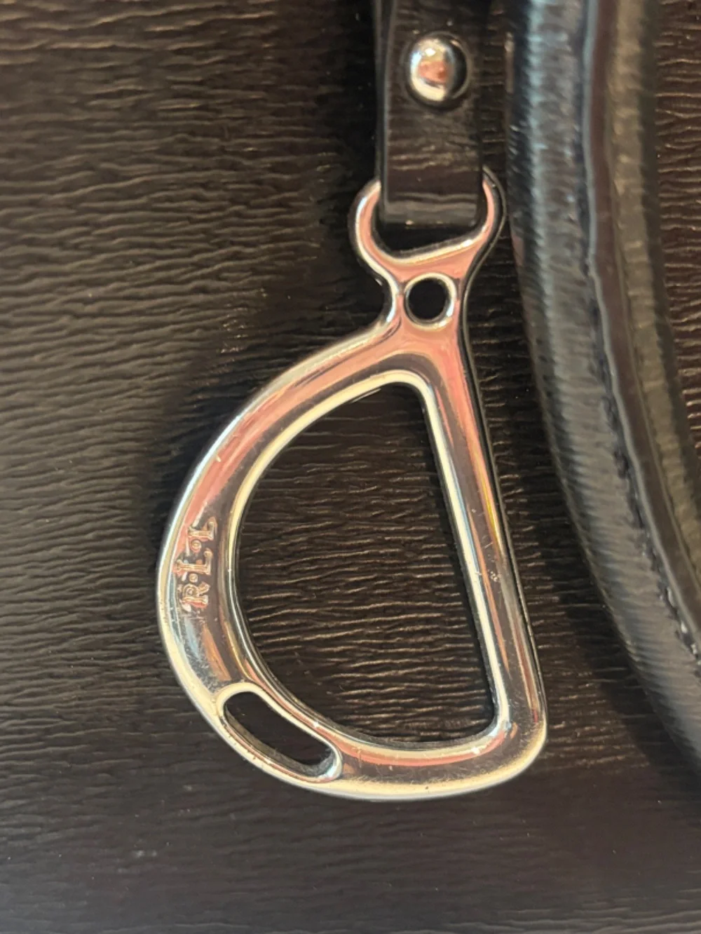 Lauren Ralph Lauren Black Leather Crest-Embossed Dome Satchel Bag